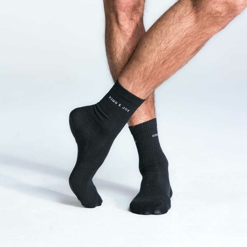 MEIA CANO MEDIO 3 PARES KINGEJOE PRETO U