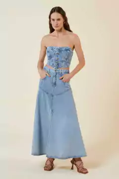 TOP RETRO BOTOES FRENTE JEANS JEANS MEDIO - comprar online