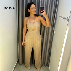 MACACAO LINHO LISTRAS LUREX TQC BEGE