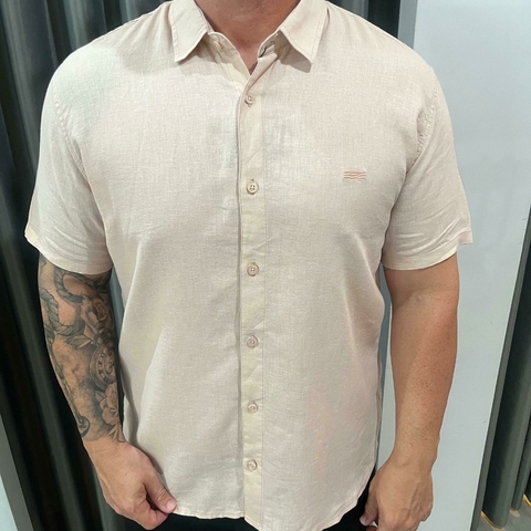 CAMISA LINHO KINGEJOE SLIM MANGA CURTA ROSA CL P