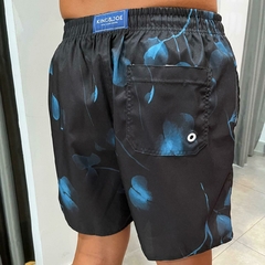 SHORT NYLON FLORAL AQUARELA KINGEJOE TRA AZUL CL 38 - Rouparia Conceito