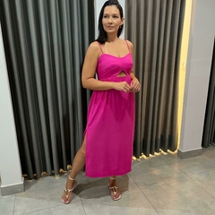VESTIDO LINHO MIDI ROSE