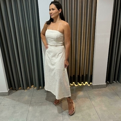 SAIA MIDI LINHO BORDADO OFF WHITE - comprar online