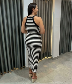 VESTIDO CANELADO LISTRADO 523.013 / PRETO / P - comprar online