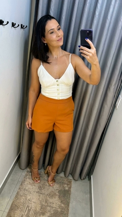 CROPPED LINHO DET METAL BRANCO