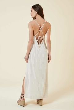 VESTIDO LONGO RISCA DE GIZ NATURAL - Rouparia Conceito