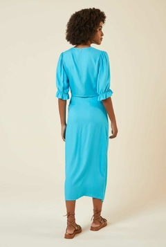 SAIA MIDI AJUSTE FRENTE TURQUESA - comprar online