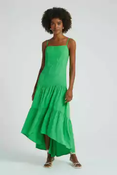 VESTIDO LONGO VISCOSE JACQUARD VERDE