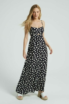 VESTIDO LONGO ESTAMPADO EST POAS DE VERAO PRETO