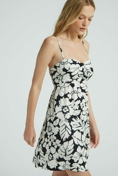 VESTIDO CURTO EST FLORAL BIC EST FLORAL BICOLOR