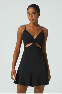 VESTIDO CURTO ALCA CORRENTE PRETO