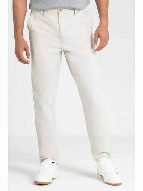 Calca Slim Chino Linho Bege
