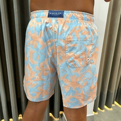 SHORT NYLON FLEX FLORAL ABSTRATO KINGEJO CORAL 38 - comprar online