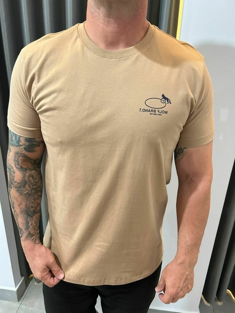 CAMISETA CASUAL MASC MC BEGE CAQUI - comprar online