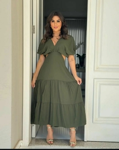 VESTIDO FEM ROUPARIA MANGAS VERDE - comprar online