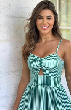 VESTIDO FEM ROUPARIA LISTRAS VERDE E BRANCO na internet