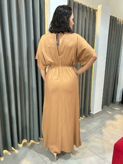 VESTIDO LONGO RISCAS FINA BEGE ESCURO / MARROM na internet