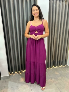 VESTIDO FEM ROUPARIA FUCSIA COM RECORTE - comprar online