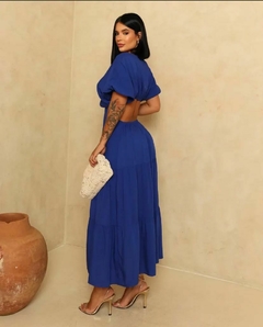 VESTIDO FEM ROUPARIA MANGAS AZUL ROYAL na internet