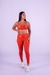 Conjunto Fitness Top Frente Única e Calça Básica Terracota Canelado