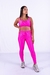 Conjunto Fitness Top Frente Única e Calça Básica Rosa Neon Canelado na internet