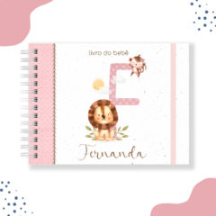 Livro do bebê - Monograma safari menina