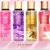 Frascos de Body Splash da coleção Dream Brand, incluindo Coconut Passion, com destaque para a fragrância e design colorido.