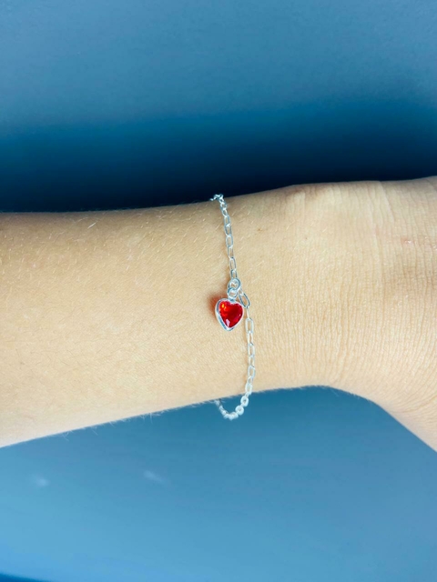 PULSEIRA CORAÇAO ZIRCÔNIA VERMELHA