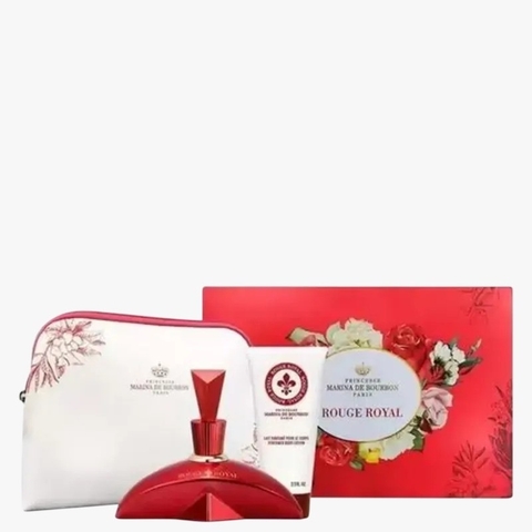 KIT COFFRET MARINA DE BOURBON ROUGE ROYAL EAU DE PARFUM 100 + HIDRATANTE 100ML + NECESSIER