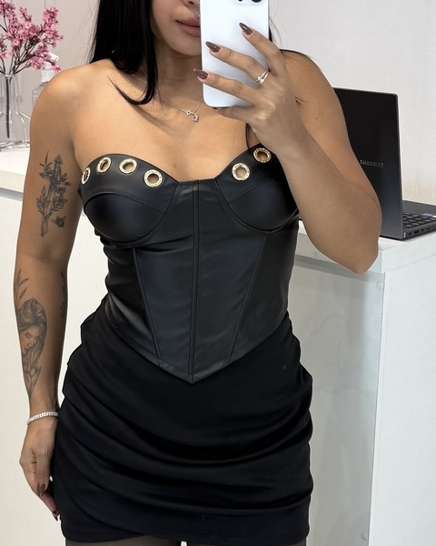 Cropped Argola Courino Preto - comprar online