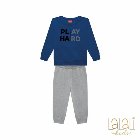 Conjunto Infantil Masculino Moletom – Azul e Cinza - comprar online