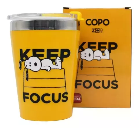 Copo Viagem Snap Snoopy Keep Focus