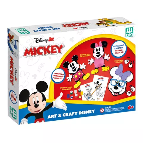 Art & Craft Mickey | Nig Brinquedos | Kit de Artesanato e Pintura com Máscaras, Costura e Pompons