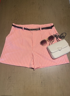 Short Alfaiataria Risca de Giz Rosa Bebê