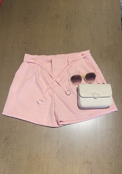 Short Alfaiataria Cordão Rosa Bebê