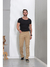 Calça masculina reta sarja elastano sport fino alfaiataria Caqui 3013 - Malloy Jeans