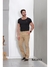 Calça masculina reta sarja elastano sport fino alfaiataria Caqui 3013