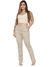 Calça Feminina Reta Sarja Cetim Elastano Alfaiataria Social Bege/Areia R.7006 - loja online