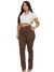 Calça Feminina Reta Sarja Cetim Elastano Alfaiataria Social Marrom 7012 - Malloy Jeans