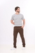 Imagem do Calça Masculina Reta Sarja Elastano Sport Fino Marrom 3009