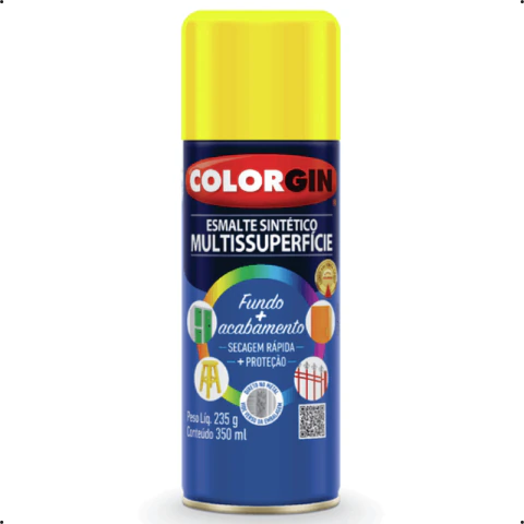 Tinta Spray Esmalte Sintético 235g 350ml Amarelo Colorgin
