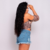 Short Jeans Feminino Barra Desfiada Curto - Pop Wear