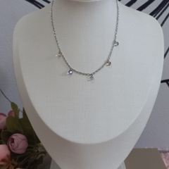 CHOKER PINGENTE CRISTAIS CANDY COLOR AÇO INOX - comprar online