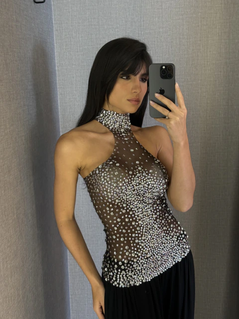 BLUSA TULE CRAVEJADO