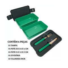 Marmita Lancheira Dupla Fit Prática com Divisórias e Talheres - comprar online