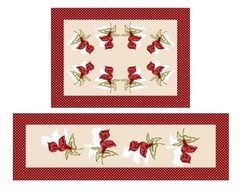 Kit com Caminho Trilho de Mesa + Toalha Chá para Fogão Decoração Cozinha Gourmet