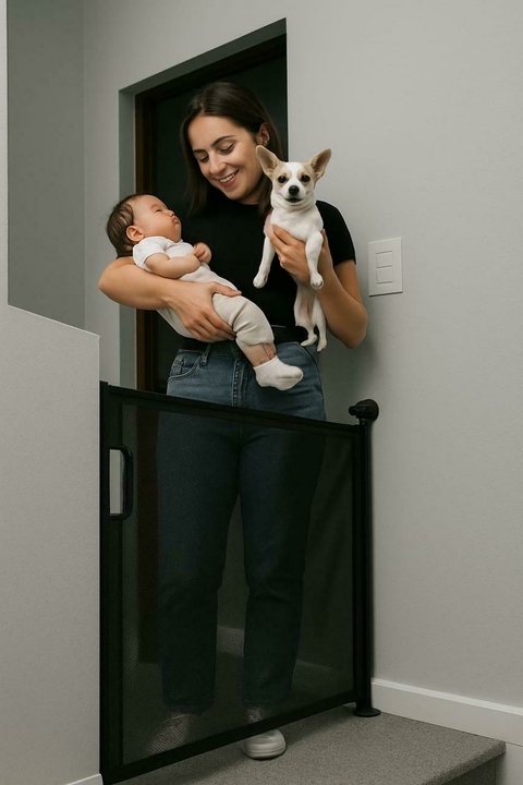 Puerta de Protección Seguridad bebes niños mascotas negra - comprar online