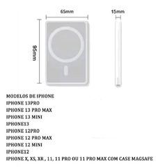 Carregador Portátil Indução iPhone Magsafe Apple Sem fio Bateria Carga - Naipe de Villa
