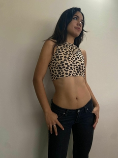 Top animail print estampado