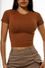 Cropped Manguinha Marrom Claro